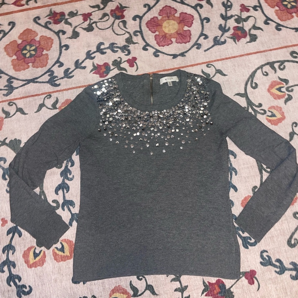 Milly Gray Sweater with Sequin Details